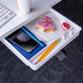 Officemate Large Self-Adhesive Under Desk Drawer, White, 12.5" x 10.75" x 1.875" (22556)