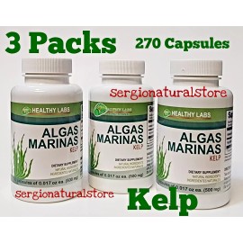 Kelp 3 Packs Algas Marinas Kelp 270 Capsules Natural Iodine Helthy Labs