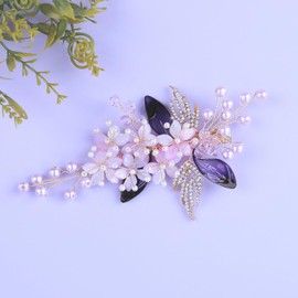 Brides Wedding Flower Hair Clips, Crystal Flower Hair Clips French Rhinestone Barrettes, Pearl Flower Hair Pins Hair Accessories for Women Girls Bridesmaids