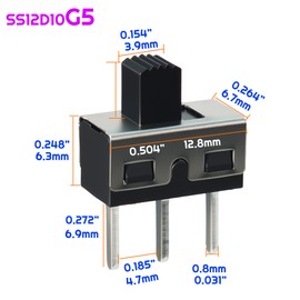 35PCS Micro Mini Slide Switch Toggle SPDT Switches 1p2t 2 Position 3 Pin Small Miniature Vertical Panel Mount Dip Knob for Arduino PCB Breadboard and Electronic Project (SS12D10 5mm 35pcs)