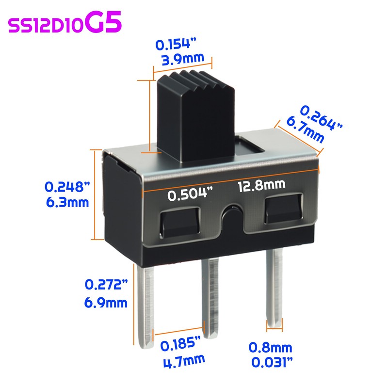 35PCS Micro Mini Slide Switch Toggle SPDT Switches 1p2t 2