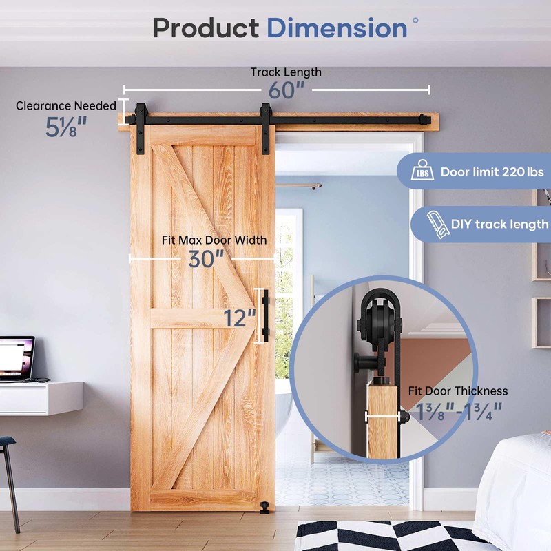 EaseLife 4 FT Sliding Barn Door Track and Handle Hardware