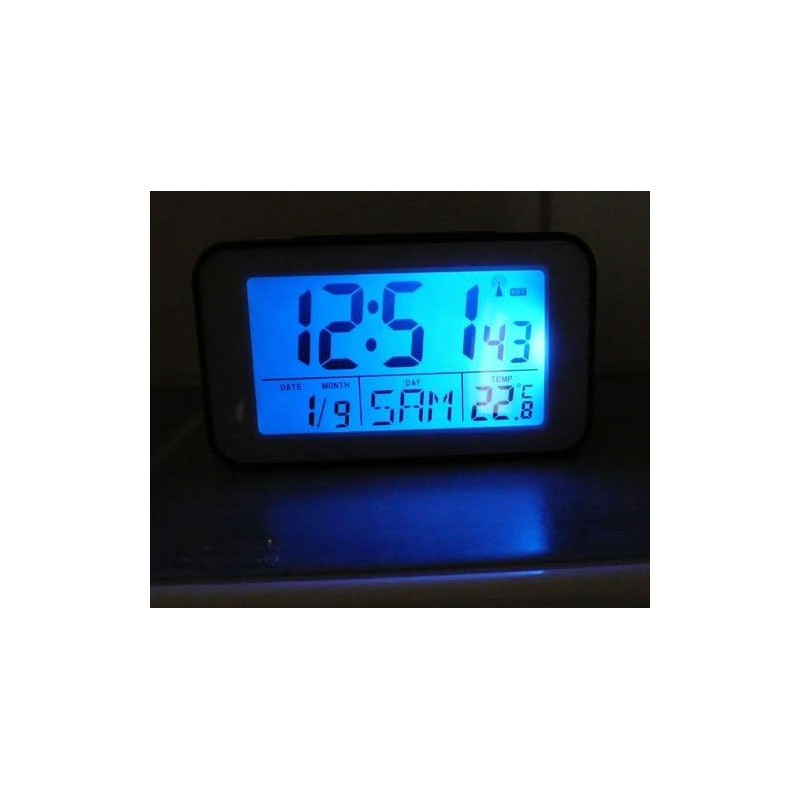 Clock Radio Alarm Clock with Thermometer (SN4491) in Black