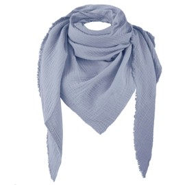 Gloop Women's Scarf XXL Knitted Triangle Scarf Cotton Triangular Scarf Muslin Scarf without Scratching on Skin, gray, One size