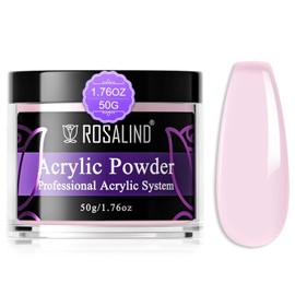 ROSALIND Soft Pink Acrylic Nail Powder 50g/1.76oz Pink Acrylic Powder for Acrylic Extensions Professional Polymer Nail Acrylic Powder Soft Pink Nail Carving French Nail Art Design