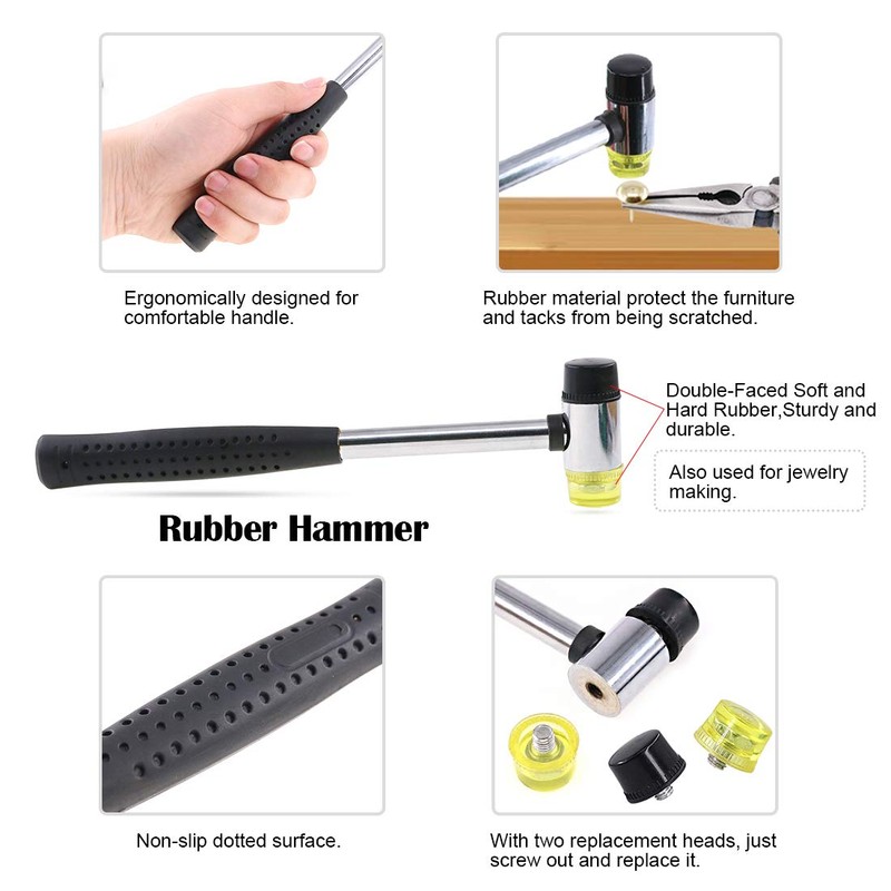 Hilitchi Tack Hammer Soft Mallet Upholstery Tools Staple Nails Decorative