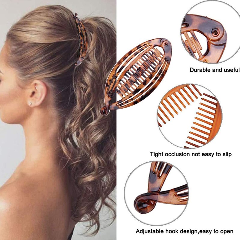 4 Pieces Banana Hair Clips Classic Clincher Combs Large Double