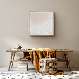 SIGNWIN Framed Canvas Print Wall Art Duotone Pastel Paint Stroke Landscape Abstract Shapes Illustrations Modern Art Decorative Minimalism Relax/Calm for Living Room, Bedroom, Office - 24"x24" Natural