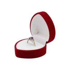 WisePoint Ring Box, Velvet Ring Storage Box Exquisite Ring Jewelry Box with Heart Shaped, Single-seat Ring Gift Box for Proposals, Engagements, Weddings (red)