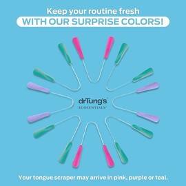 DrTung's Stainless Tongue Scraper - Tongue Cleaner for Adults, Kids, Helps Freshens Breath, Easy to Use Comfort Grip Handle, Comes with Travel Case - Stainless Steel Tongue Scrapers (1 Pack)