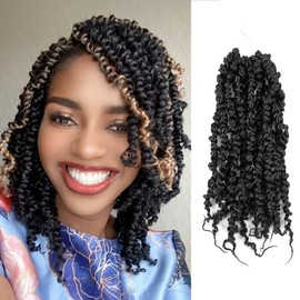 Umylar Pre-twisted Passion Twist Crochet Hair 10 Inch 1 Packs Pre-looped Passion Twist Braids Crochet Hair For Black Women Synthetic Braiding Hair Extension (10 Inch (Pack of 1), 1B#)