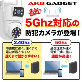 (2 Monitoring Screens, Pantilt, Night Color, 2.4/5 Ghz Wi-Fi) Akiba Gadget Security Camera, Outdoor, Wireless PTZ Function, Color Night Vision, AI Human Body Detection, Two-way Audio, Auto Tracking,