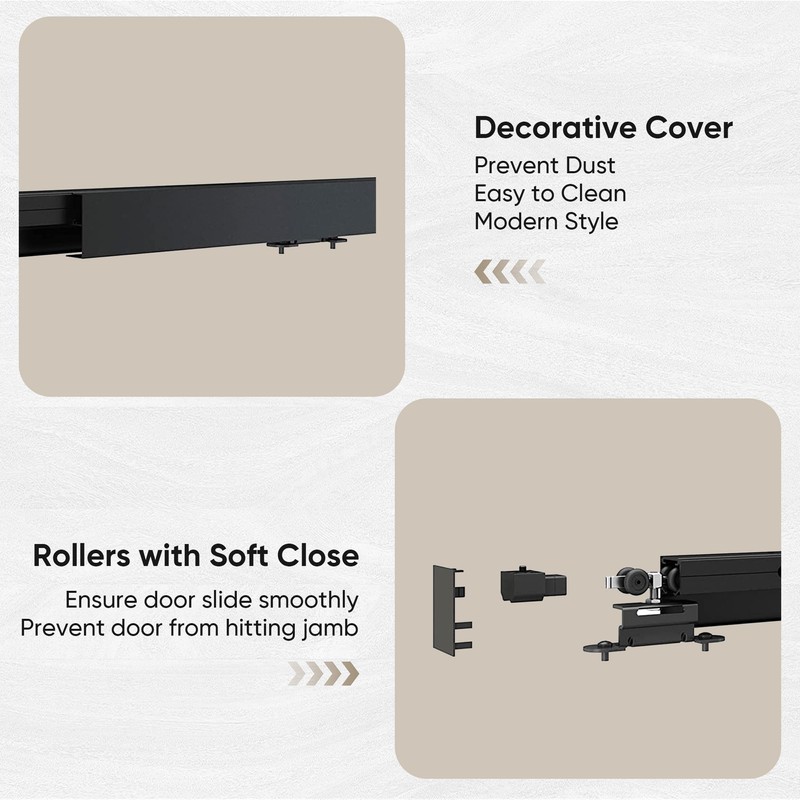 JUBEST 6FT Sliding Barn Door Hardware Track Kit, Aluminium Alloy
