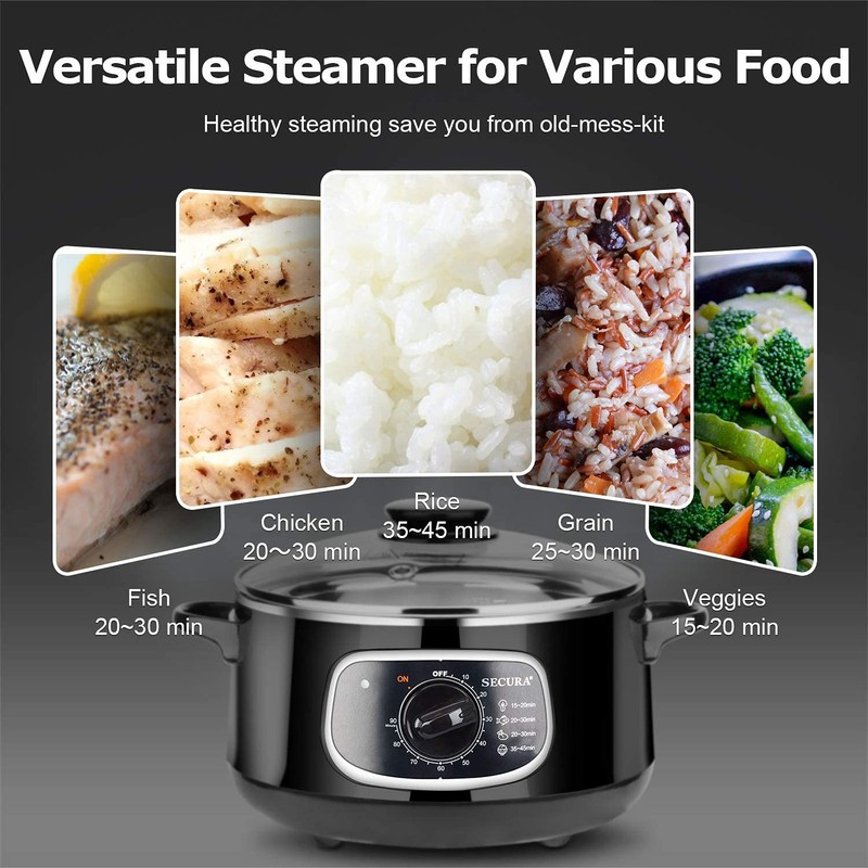 Secura 2 Stainless Steel Food Steamer 8.5 Qt Electric Glass