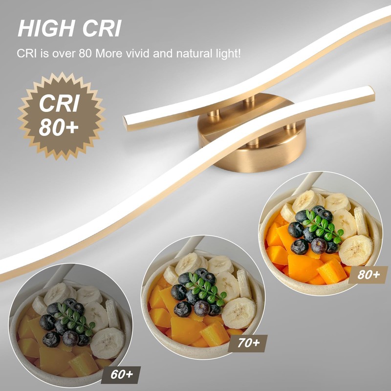 HLILCEH 28W Gold Linear Ceiling Light Gold Modern LED Ceiling