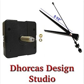 Dhorcas Quartz Clock Movement Kit for Replacement, 3/4" Threaded Motor and Long 6" Hands