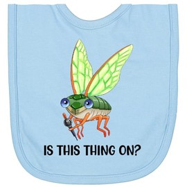 inktastic Is This Thing on Cute Cicada with Microphone Newborn Bib Light Blue 3f15a