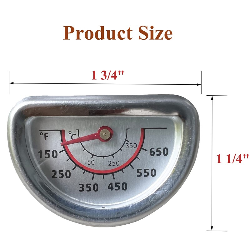 Hiorucet Grill Lid Thermometer Heat Indicator Replacement for Charbroil 463241314,