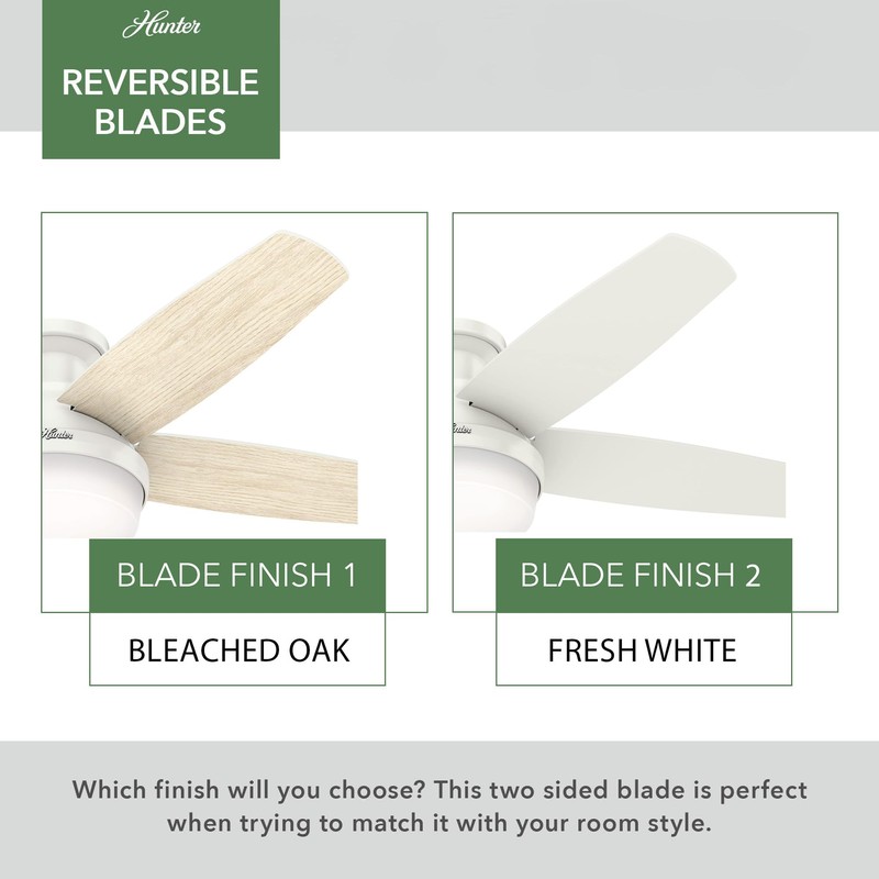 Hunter Fan 48 inch Low Profile Fresh White Indoor Ceiling