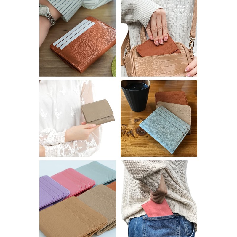 Leather ICHI Women's Coin Case with Card Slots [Box Shaped