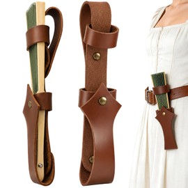 1PCS Leather Fan Holster Belt Holster for Folding Hand Fans 8.5 Inch Handheld Fans Holder Carrier Hand Fan Accessory for Festival Dance Party Any Steampunk Goth Lolita Renaissance Fairs Outfit (Brown)