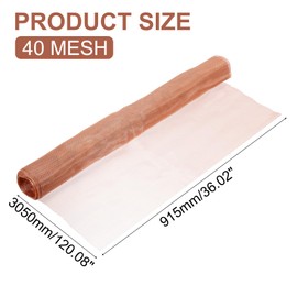 uxcell Copper Mesh, 120" x 36" 40 Mesh Pure Copper Wire Mesh Dense Filter Screen Mesh for Hole Blocking Gardening Sealing Distilling