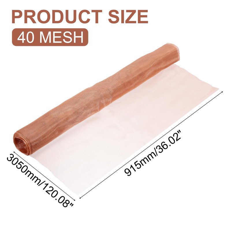 uxcell Copper Mesh, 120" x 36" 40 Mesh Pure Copper