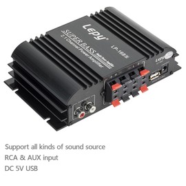 LEPY LP-168S 2.1CH Super Bass HI-FI Audio Stereo Power Amplifier AMP Subwoofer Amplifier Car Amplifier Hi-Fi for Car Motorcycle Home Audio Devices + DollaTek LED Light