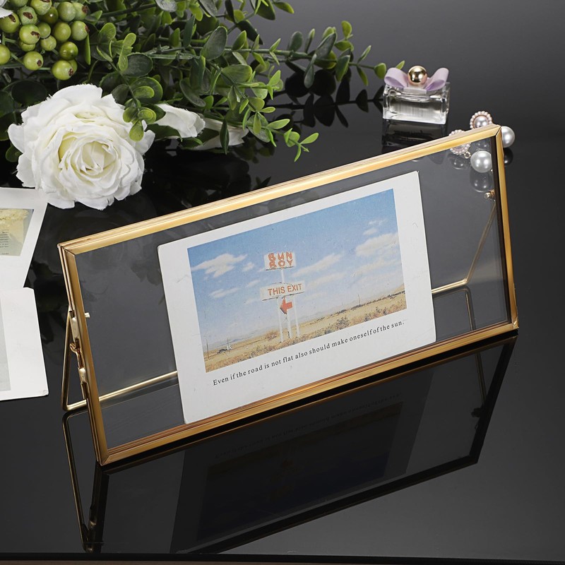 JUXYES 2 Pack Tabletop Business License Frame Brass License Certificate