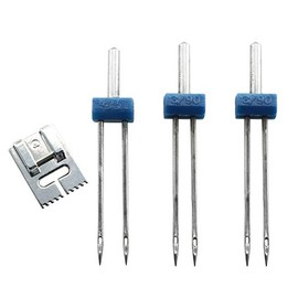 Tegg Twin Needle 3 PCS Double Needle with 9 Groove Pintuck Presser Foot 3 Size 2/90 3/90 4/90
