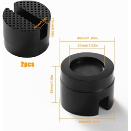Zodazoqa 2 Pcs Car Trolley Slotted Jack Rubber Potector Pad Universal Jacking Puck Support Blocks 48mm Diameter,Bearing 3 tons for Trolley Jack Pinch Weld (Black)