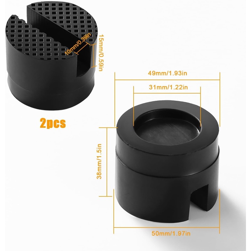 Zodazoqa 2 Pcs Car Trolley Slotted Jack Rubber Potector Pad