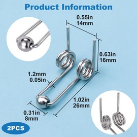 OIIKI 2PCS Double Return Torsion Springs for Hair Curling Iron Rod, Alloy Replacement Springs, Hair Curling Accessories - 26mm Length