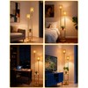 Lightdot 63IN Gold Floor Lamp with 2 Rattan Shades Mid