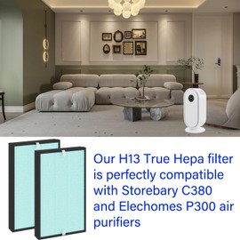 Replacement Filter Compatible with Storebary C380: H13 True Hepa Filter for Storebary C380 and Elechomes P300 Air Purifier, Model C380-RF, 3-IN-1 with High-Efficiency Activated Carbon, 2 Pack