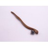 Handcarved Walnut Wood Hair Stick with Hematite Bead