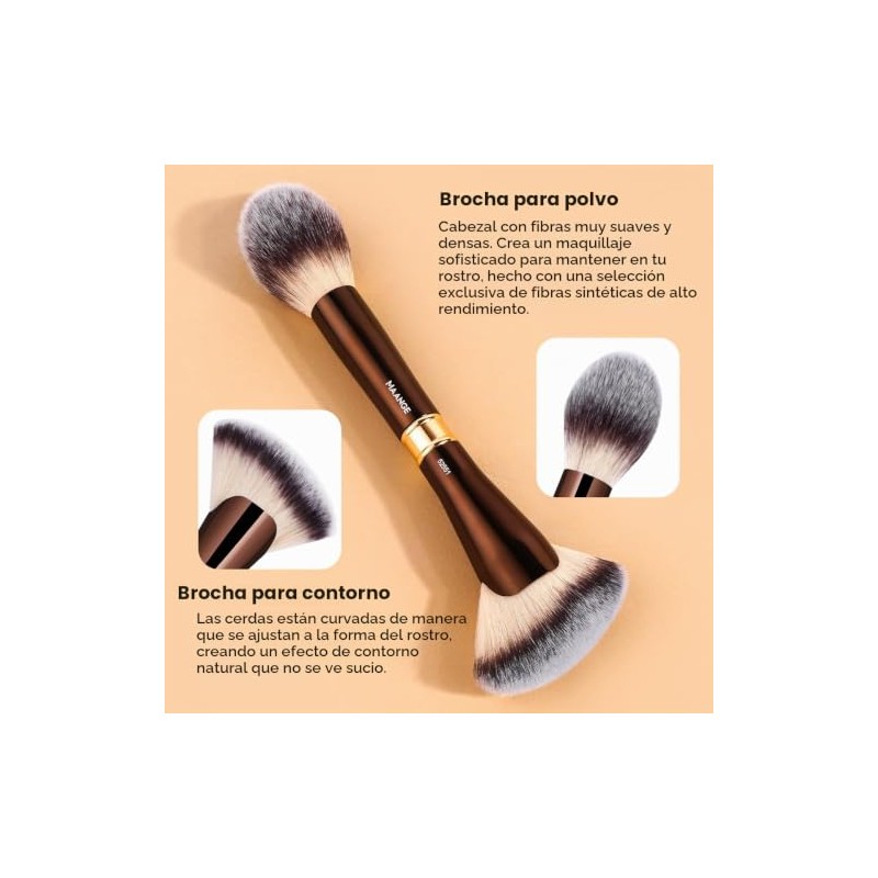 MAANGE 3 Piezas Brochas de Maquillaje Profesional Faciales de Aluminio