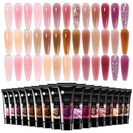 UR SUGAR Poly Nail Gel Extension Set - 20 Colors Neon Length Gel Set UV LED Light Compatible Beginner Set for DIY Nail Art Design Holiday Gift for Women