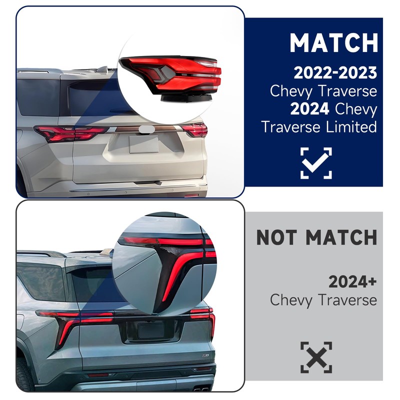 Gefitway Tail Light Assembly Compatible with 2022 2023 Chevy Traverse,