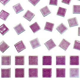 50 Pieces Purple Red Mosaic Tile for Crafts 1" Ceramic Tile Assorted Colors Square Ceramic Mosaic Project Supplies for Photo Frame Mosaic Stepping Stones Bath Old Pool Furniture Decor