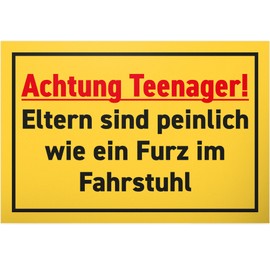 DankeDir! Teenager Parents Embarrassing - 30 x 20 cm Sign - Gift Idea Door Sign Room Boys & Girls Saying - Funny Decoration Gift Idea Funny Birthday Decoration Door Decoration Teenagers