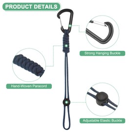 M METERXITY 4-Pack Paracord Keychains with Clips, 10 Inch Braided Lanyard Strap D Ring Adjustable Buckle Backpack Accessories for Camping/Hiking/Fishing/Traveling/Outdoor [Dark Blue]