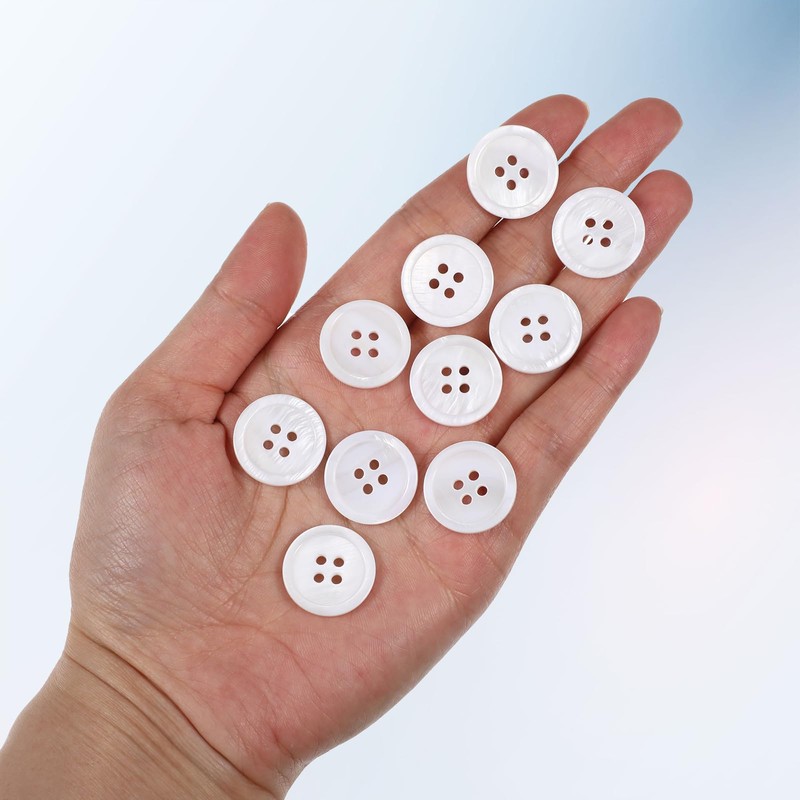 20PCS White Mother of Pearl Shell Buttons, Natural White MOP