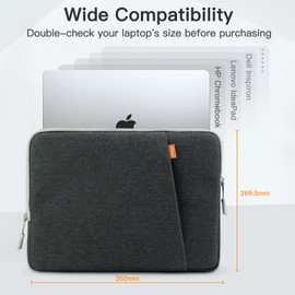 JETech Laptop Sleeve for 14-Inch MacBook Pro M3 / M2 / M1 A2779 A2442, Waterproof Bag Case with Pocket, Compatible with 14 Inch Notebook (Dark Grey)