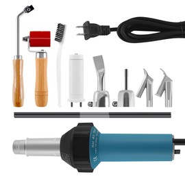 TRY-YEAN 1600W 110V Hot Air Welder Heating Gun, TPO PVC Vinyl Welding Kit with Welding Speed Nozzle Roller Rod, 40-600℃ Adjustable Temperature, Handheld Hot Air Torch Plastic Welding Gun Blue