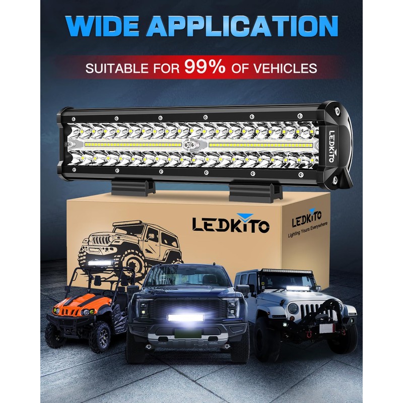 LEDKITO 12 inch LED Light Bar Kit with 5 Pin
