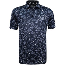 Tattoo Golf Mens Black Tattoo Flash Cool-Stretch Golf Shirt in Large