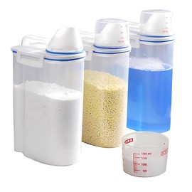 EDINNO 3 pack Organizador Lavanderia, Dispensador de Detergente para Ropa Sucia, Dispensadores de Jabón Líquido de 2500ml, Botella Transparente Lavanderia Organizacion, para Organización de Lavandería