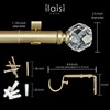 ILAISIHOME Luxury Gold Decorative Single Curtain Rod Set with Crystal-clear