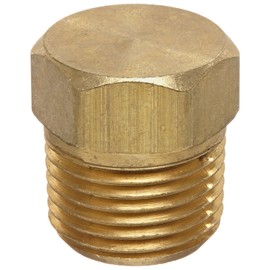 Anderson Metals - 56121-06 56121 Brass Pipe Fitting, Cored Hex Head Plug, 3/8" NPT Male Pipe